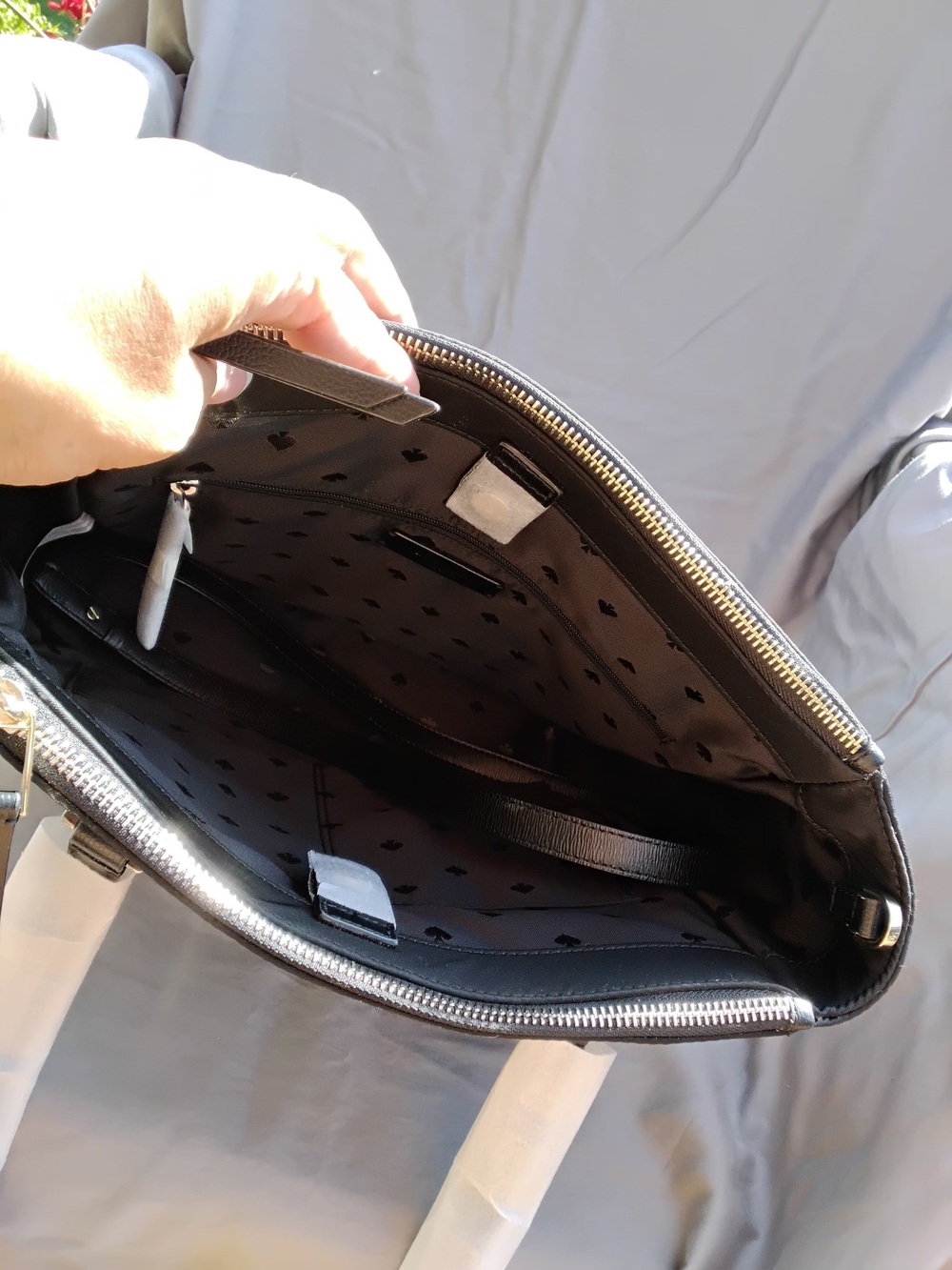 kate spade Dawn Black Satchel with Gold Logo Plate - Picture 11 of 11